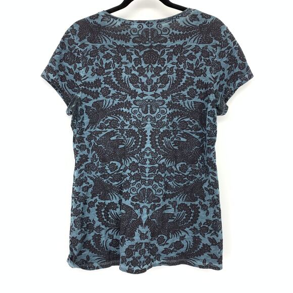SOLD Peruvian Connection Short Sleeve V-Neck T-Shirt Womens Size M Blue Black - Picture 3 of 7